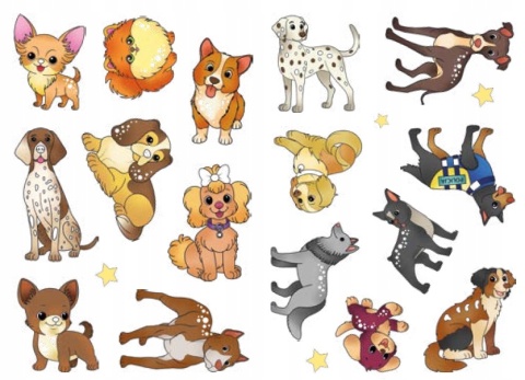 Kolorowanka z tatuażami świecą w ciemności Pieski Malowanka dla dzieci