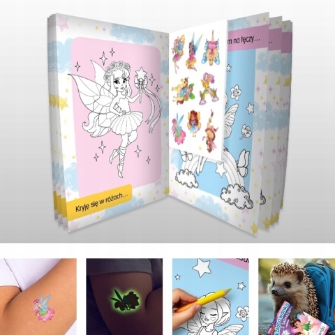 Kolorowanka z tatuażami świecą w ciemności Wróżki Malowanka dla dzieci