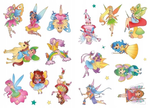 Kolorowanka z tatuażami świecą w ciemności Wróżki Malowanka dla dzieci