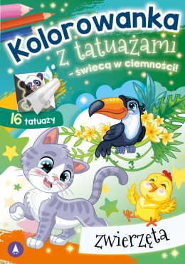 Kolorowanka z tatuażami świecą w ciemności Zwierzęta Malowanka dla dzieci