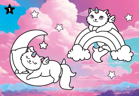 Kotki wróżek Zadanka & piaskowanki Malowanie piaskiem ćwiczenia dla dzieci