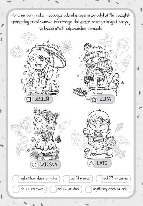 Moje pory roku edukacyjna książeczka przyrodnicza dla przedszkolaka zadania