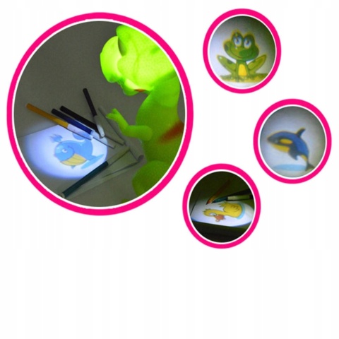 PROJEKTOR DO NAUKI RYSOWANIA RZUTNIK DINOZAUR + AKCESORIA UCZY RYSOWAĆ