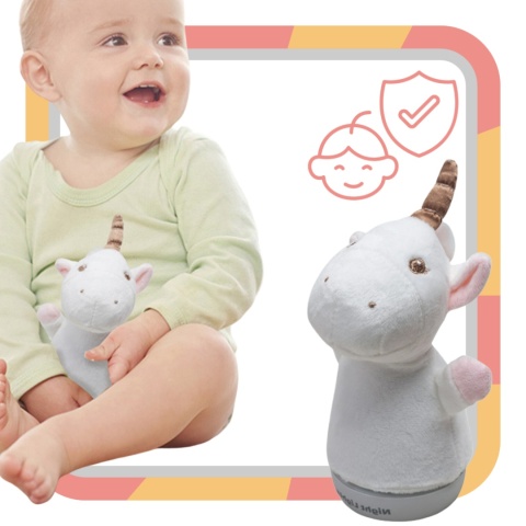 Pluszowa Lampka Nocna Urocza Miękka Jednorożec Automatyczna Zmiana Kolorów