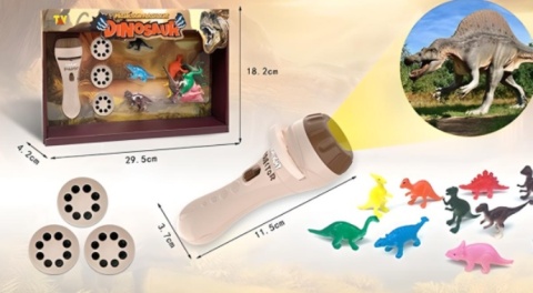 Projektor Latarka Rzutnik Figurki Zwierzęta Dinozaury Slajdy Wzory Zestaw