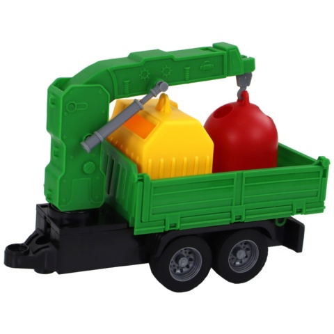 Śmieciarka Ciężarówka Z Przyczepą Dźwig Efekty Świetlne Dźwiękowe 2 Kubły