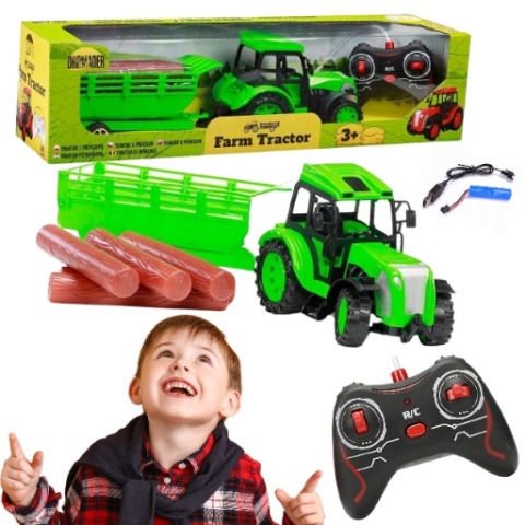 TRAKTOR ZDALNIE STEROWANY CIĄGNIK Z PRZYCZEPĄ NA AKUMULATOR RC AKCESORIA