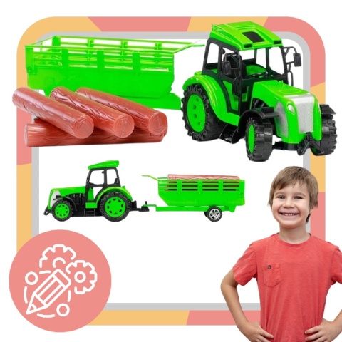 TRAKTOR ZDALNIE STEROWANY CIĄGNIK Z PRZYCZEPĄ NA AKUMULATOR RC AKCESORIA