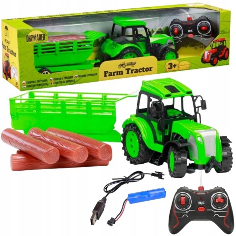 TRAKTOR ZDALNIE STEROWANY CIĄGNIK Z PRZYCZEPĄ NA AKUMULATOR RC AKCESORIA