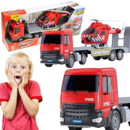 TRANSPORTER SAMOCHODOWY Z HELIKOPTEREM CIĘŻARÓWKA EFEKTY ŚWIETLNE DŹWIĘKOWE