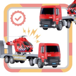 TRANSPORTER SAMOCHODOWY Z HELIKOPTEREM CIĘŻARÓWKA EFEKTY ŚWIETLNE DŹWIĘKOWE