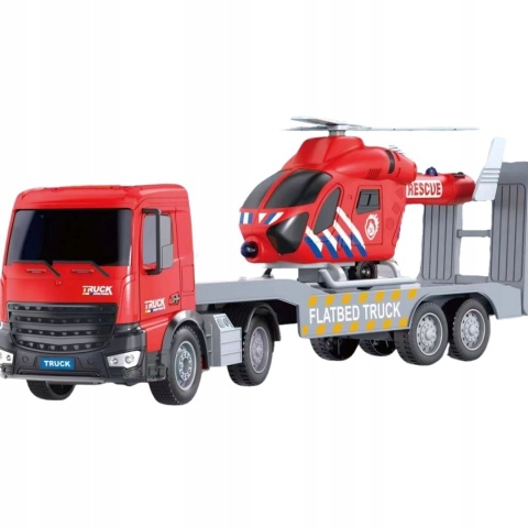 TRANSPORTER SAMOCHODOWY Z HELIKOPTEREM CIĘŻARÓWKA EFEKTY ŚWIETLNE DŹWIĘKOWE