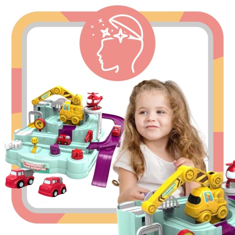 Tor Przeszkód Interaktywny dla Autek Zjazd Samochodowy + Auta Gra w Autka