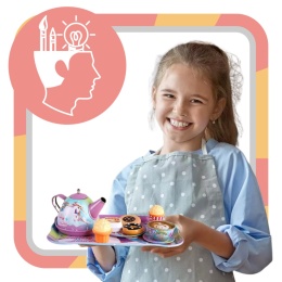 ZESTAW DO HERBATY W WALIZCE JEDNOROŻEC DZBANEK TACKA TALERZYKI FILIŻANKI