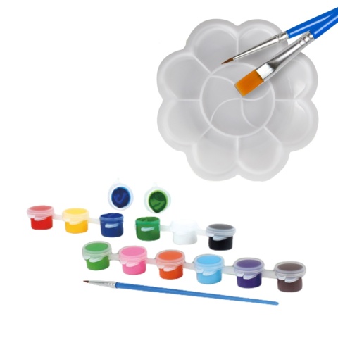 FIGURKA GIPSOWA DO MALOWANIA KWIATKI MAŁY ARTYSTA ZESTAW ARTYSTYCZNY FARBKI