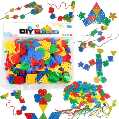 Klocki Geometryczne Do Nawlekania Edukacyjne Kreatywne Dla Dzieci 195 ele