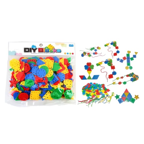 Klocki Geometryczne Do Nawlekania Edukacyjne Kreatywne Dla Dzieci 195 ele