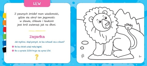 Koloruję i poznaję W zoo Kredka segmentowa Aksjomat kolorowanka edukacyjna