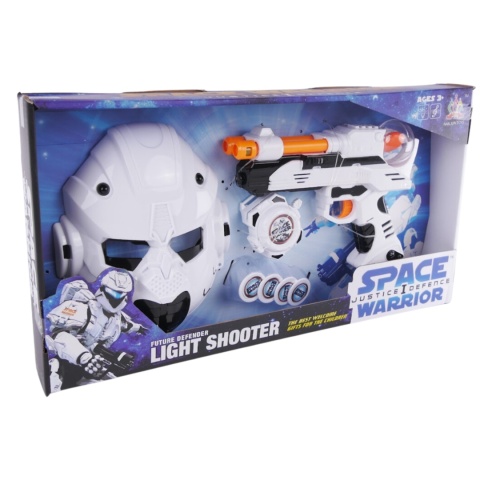 Pistolet Broń Karabin Kosmiczny Świetlny Maska Dyski Zestaw Magiczny