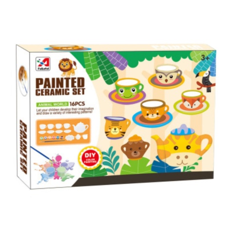 ZESTAW DO HERBATY FILIŻANKI DO MALOWANIA MINKI FIGURKI GIPSOWE GIPS FARBKI