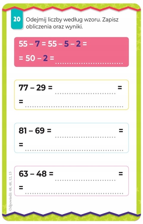 Dodawanie i odejmowanie do 100 Magiczne karty termiczne aktywizujące
