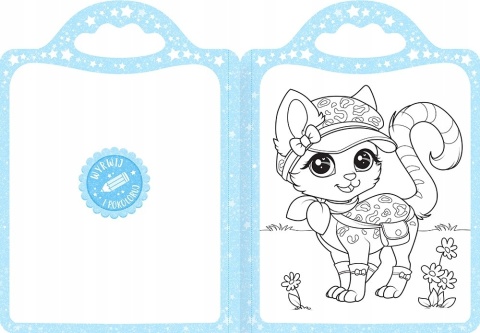 Kolorowanka Kotki dla dzieci naklejki i magiczna kredka tęczowa Malowanka