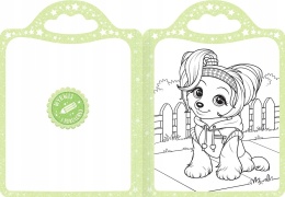 Kolorowanka Magiczne pieski dla dzieci naklejki kredka tęczowa Malowanka