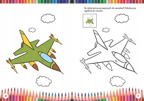Kolorowanka dla chłopców z Naklejkami Samochody Roboty i Samoloty Malowanka