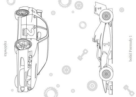 Kolorowanka dla dzieci Malowanka Maluszkowe malowanie Wyścigówki
