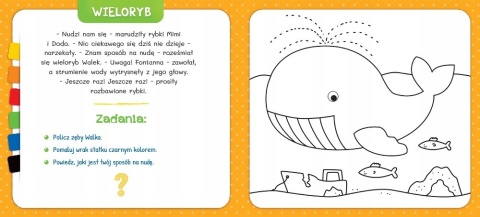 Kolorowanka dla dzieci W morzu + kredka segmentowa Malowanka Aksjomat