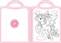 Kolorowanka jednorożce dla dzieci naklejki i kredka tęczowa Malowanka