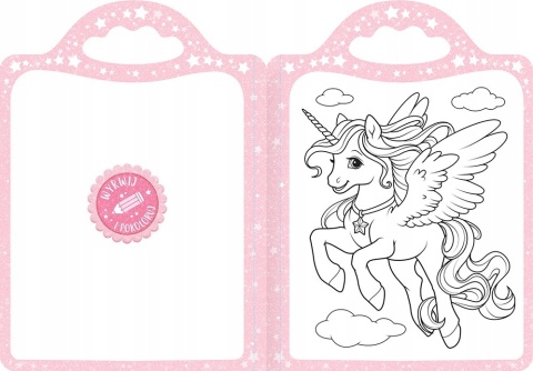 Kolorowanka jednorożce dla dzieci naklejki i kredka tęczowa Malowanka