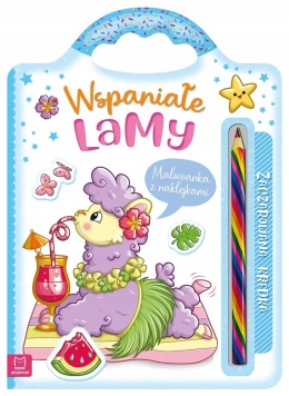 Kolorowanka lamy dla dzieci naklejki i zaczarowana kredka tęczowa Malowanka