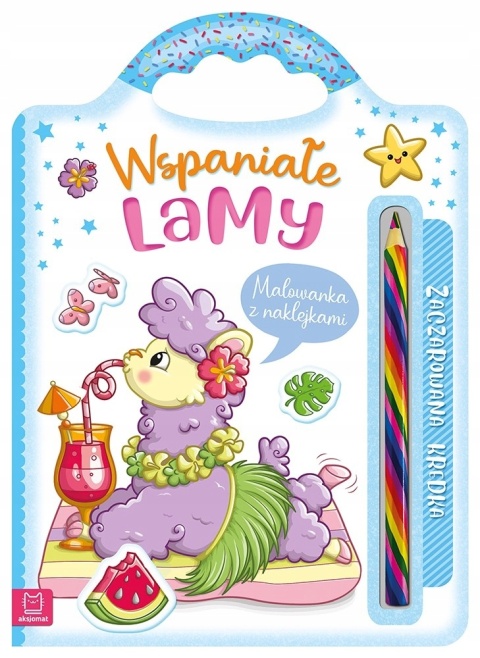 Kolorowanka lamy dla dzieci naklejki i zaczarowana kredka tęczowa Malowanka