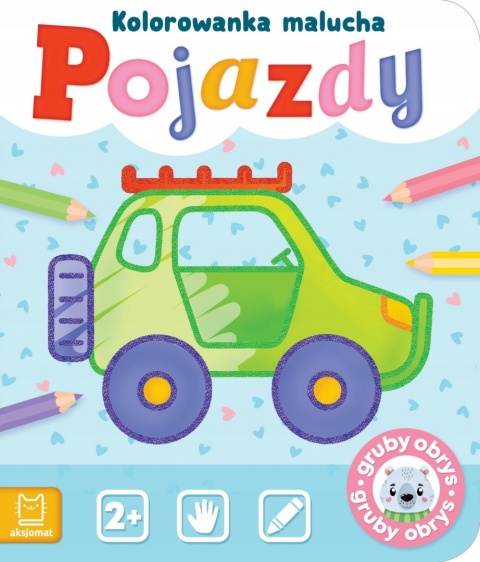 Kolorowanka z grubym obrysem dla dzieci Pojazdy z naklejkami Malowanka