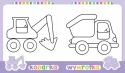 Kolorowanka z grubym obrysem dla dzieci Pojazdy z naklejkami Malowanka