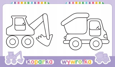 Kolorowanka z grubym obrysem dla dzieci Pojazdy z naklejkami Malowanka