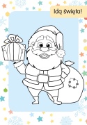 Kolorowanka z tatuażami Idą święta Mikołaj Malowanka dla dzieci Skrzat