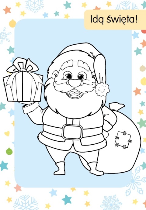 Kolorowanka z tatuażami Idą święta Mikołaj Malowanka dla dzieci Skrzat