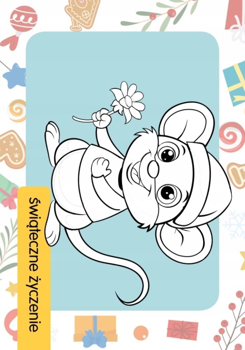 Kolorowanka z tatuażami Magia świąt świąteczna malowanka dla dzieci Skrzat