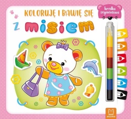 Książeczka z naklejkami i kredką Koloruję i bawię się z misiem Aksjomat