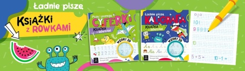 Grafika promocyjna zestawu książeczek do nauki pisania dla dzieci