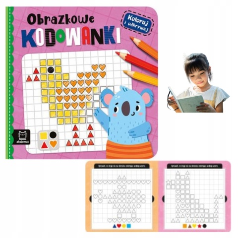 Obrazkowe kodowanki Koloruj i odkrywaj książeczka edukacyjna 4-6 lat
