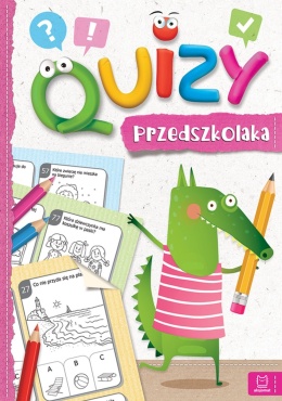 Quizy przedszkolaka Różowe książeczka edukacyjna z łamigłówkami Aksjomat