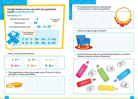 Tabliczka mnożenia książka edukacyjna dla dzieci nauka matematyka