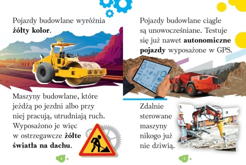 Wyrazy i zdania do nauki czytania z dużymi literami Pojazdy budowlane