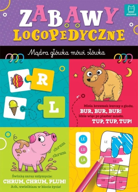 Zabawy logopedyczne książeczka edukacyjna dla dzieci wierszyki ćwiczenia