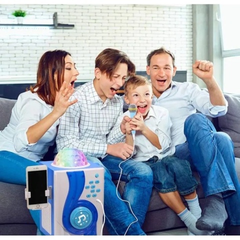 Zestaw Do Śpiewania Karaoke Mikrofon Piosenki Dźwięki Efekty Świetlne