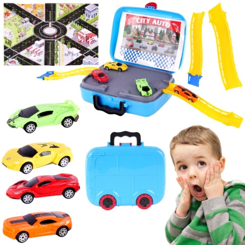 Zestaw Miasteczko Z Sportowymi Samochodzikami Miasto W Walizce Na Kółkach