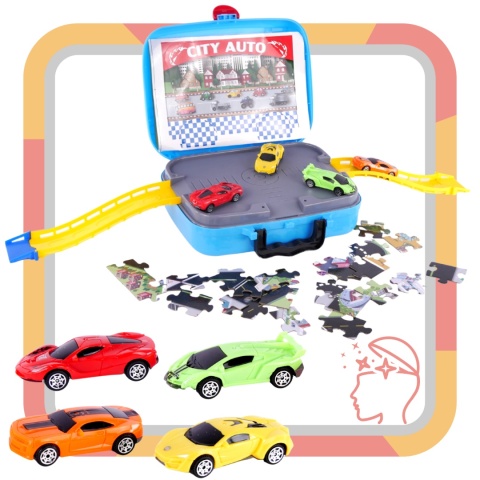 Zestaw Miasteczko Z Sportowymi Samochodzikami Miasto W Walizce Na Kółkach